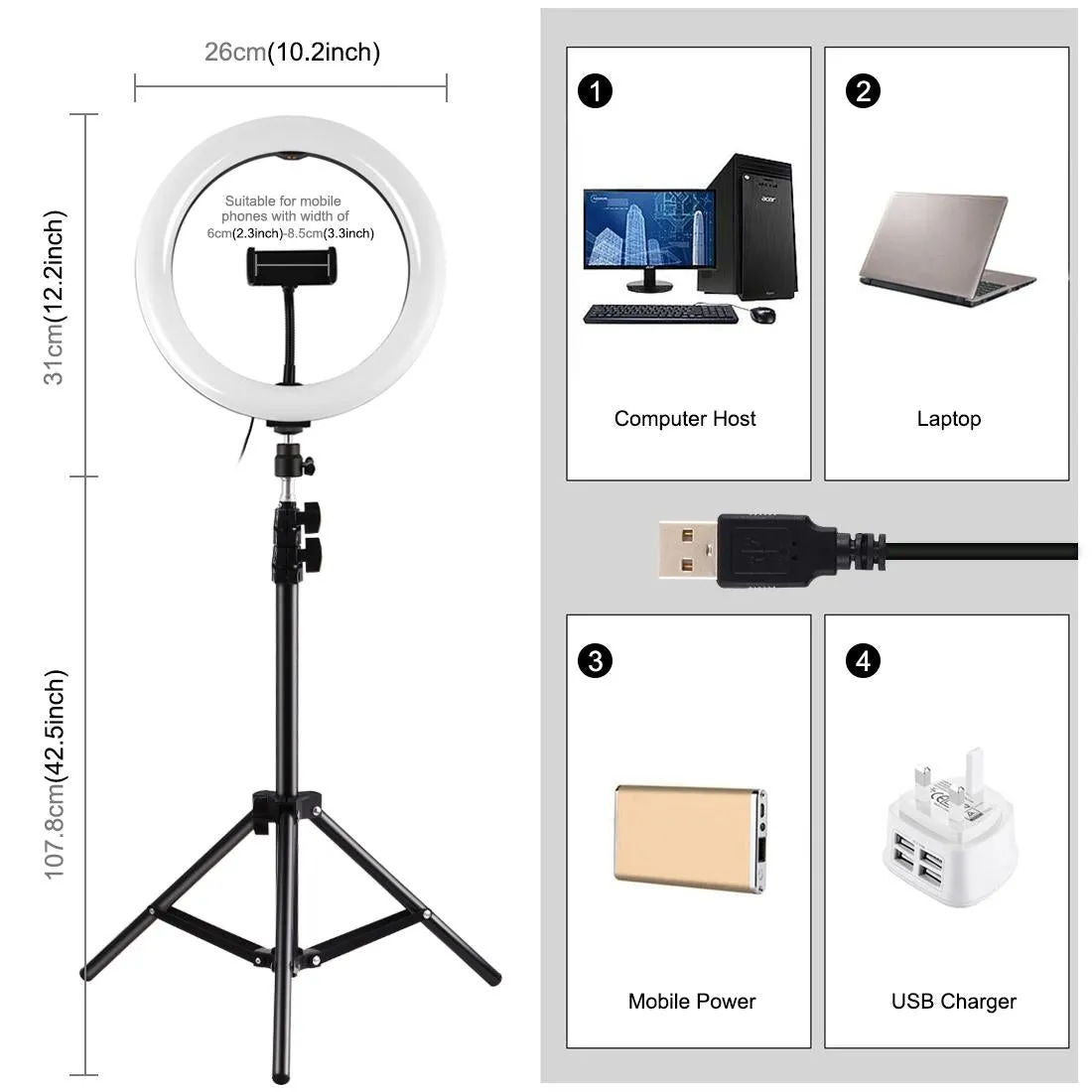 10.2" Marquee LED Beauty Light with Tripod and Remote Control