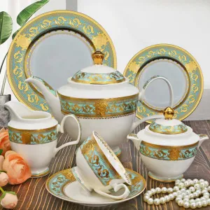 24pcs Embossed Gold Dinner Plate Dessert Plates  24 قطعة من أطباق العشاء الذهبية المنقوشة وأطباق الحلوى 200 سم