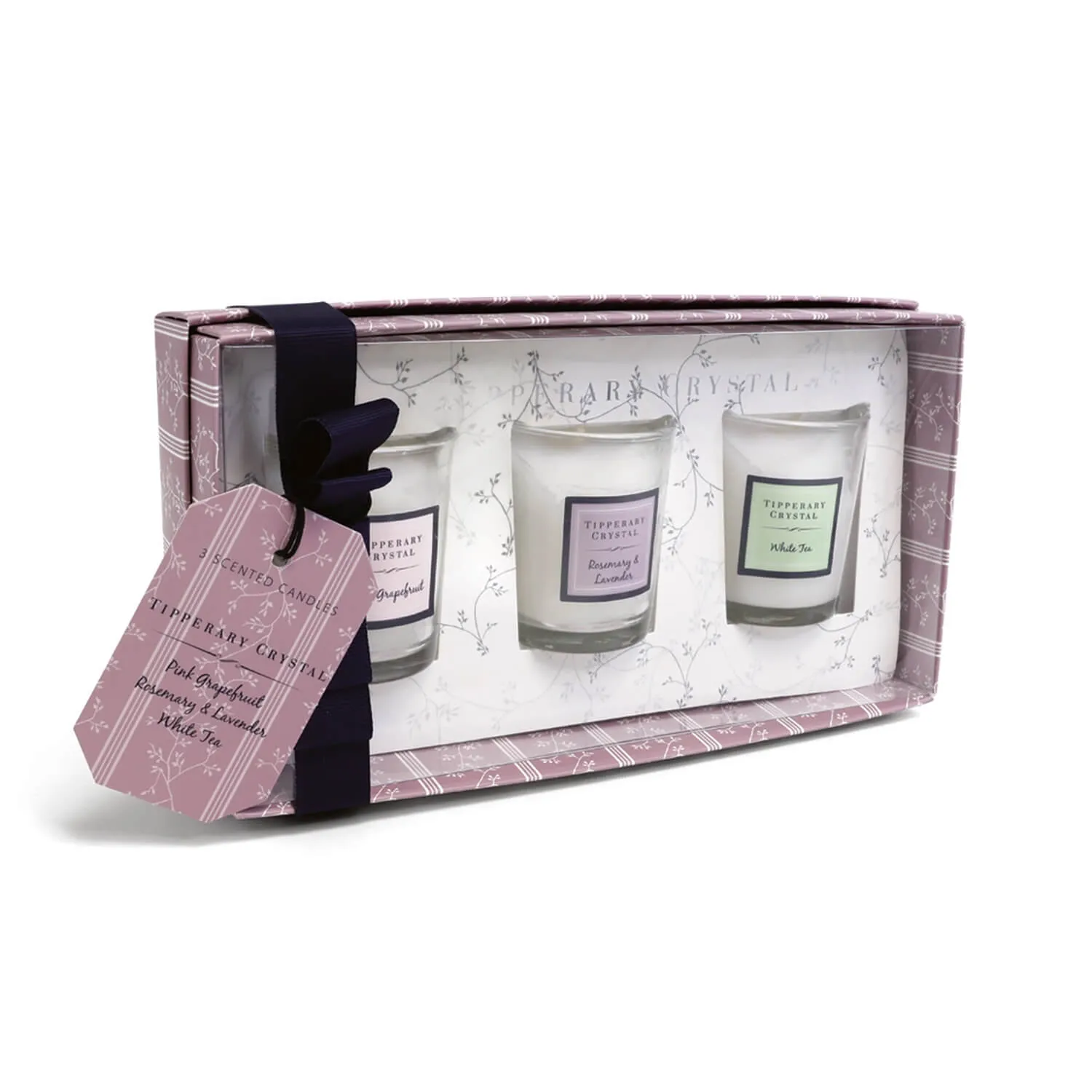 Assorted Mini Candles Set Of 3 - Pink Grapefruit, Rosemary, White Tea