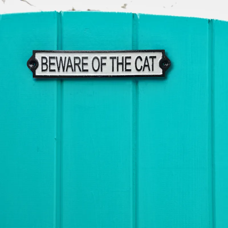 Beware of the Cat Cast Iron Plaque Sign