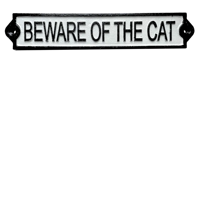 Beware of the Cat Cast Iron Plaque Sign