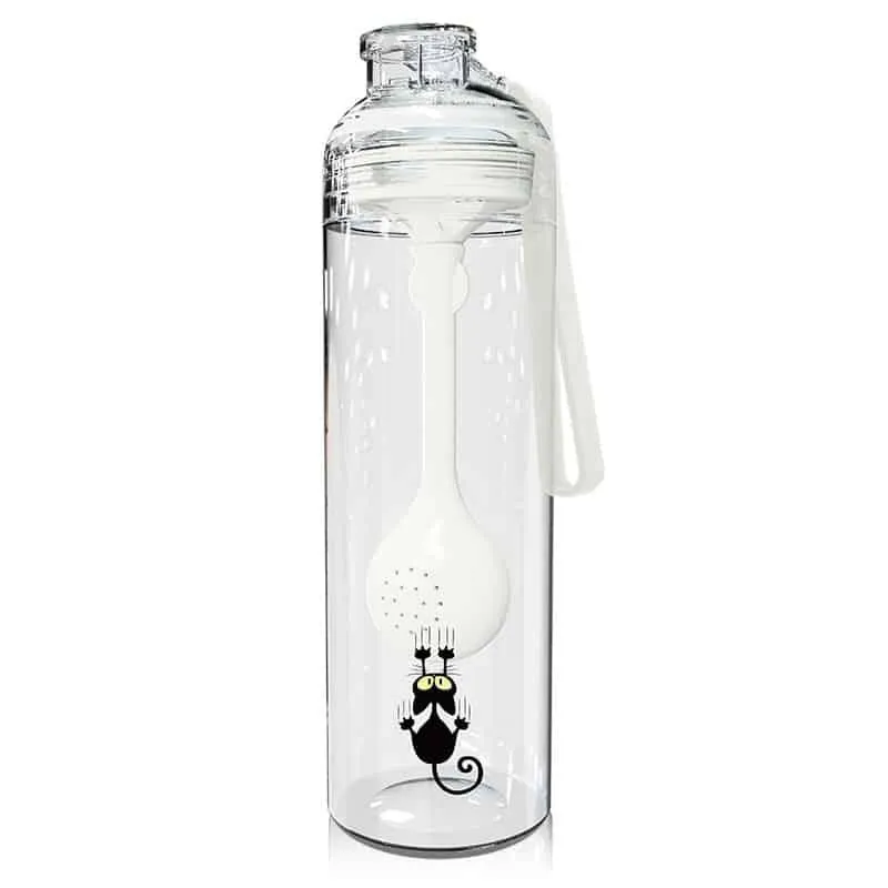 Cat Patterned Water Bottle with Fruit Infuser