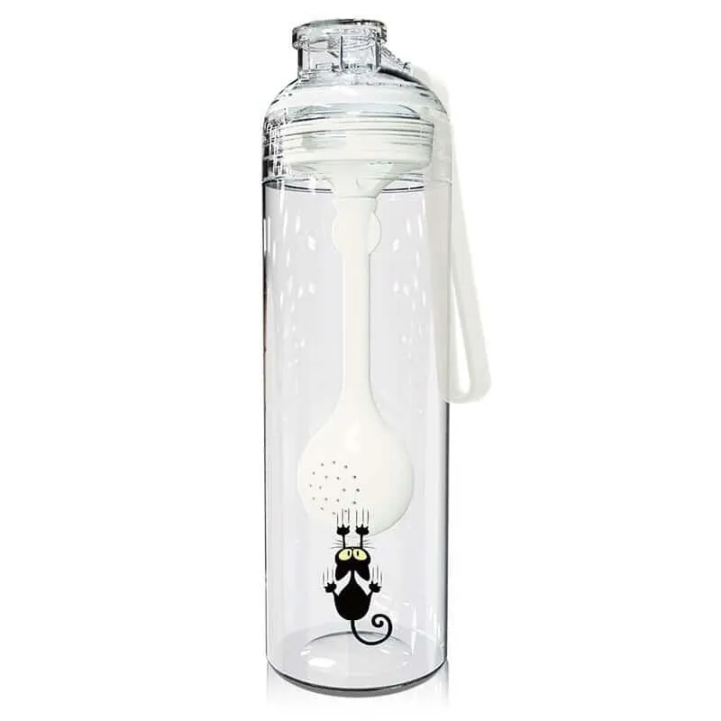 Cat Patterned Water Bottle with Fruit Infuser