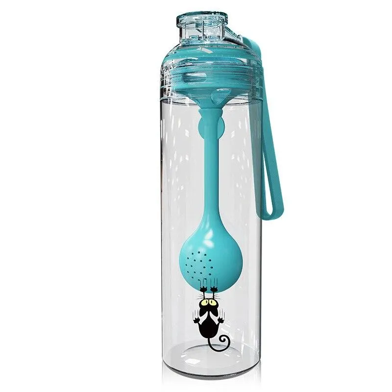 Cat Patterned Water Bottle with Fruit Infuser