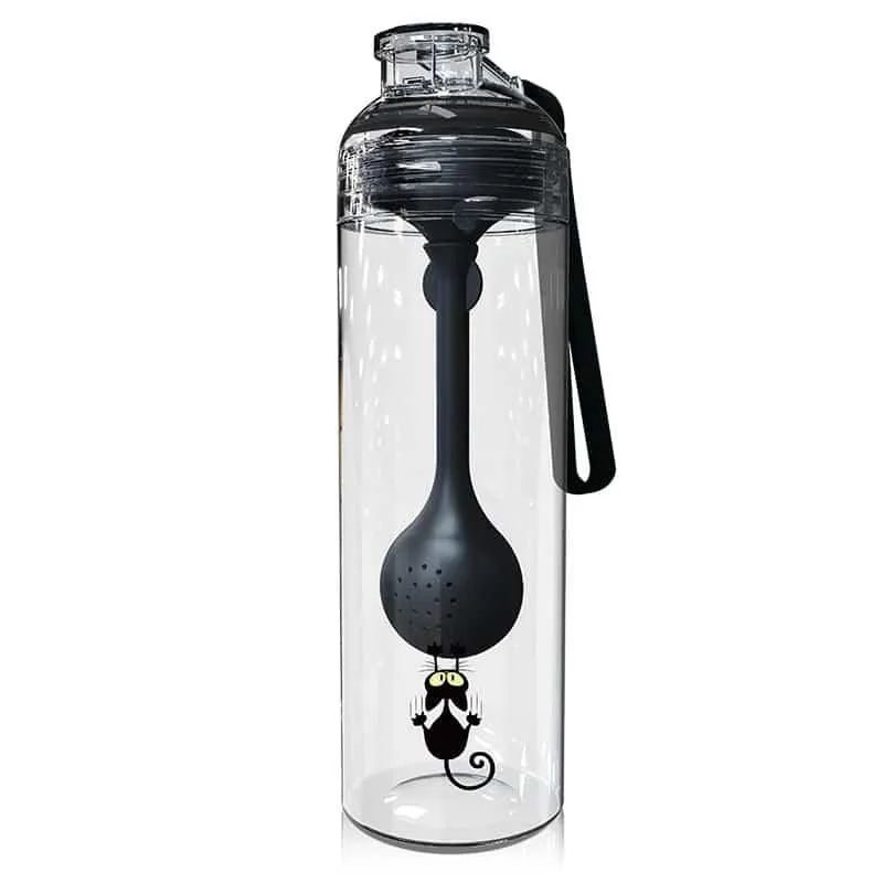 Cat Patterned Water Bottle with Fruit Infuser