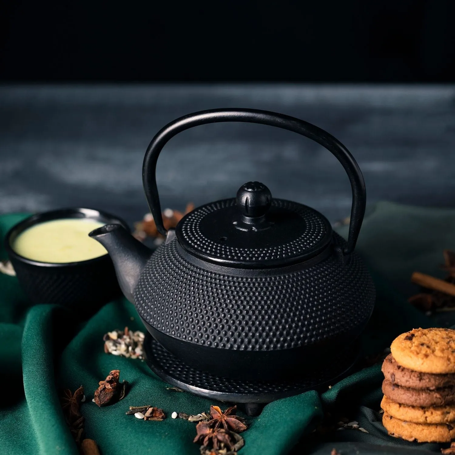 Enameled Cast Iron Teapot Set with Filter & Warmer - 1200ML GOMINIMO