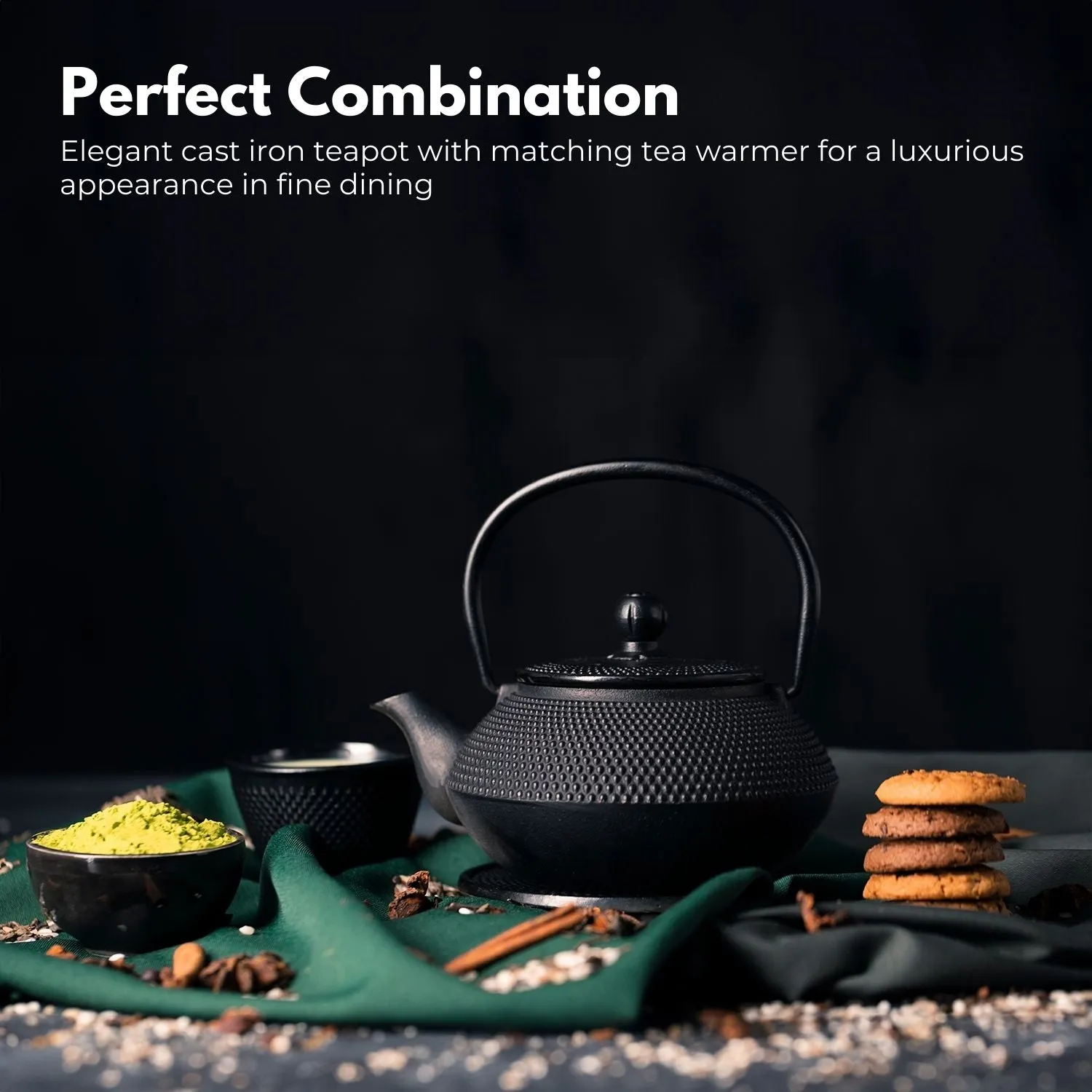 Enameled Cast Iron Teapot Set with Filter & Warmer - 1200ML GOMINIMO