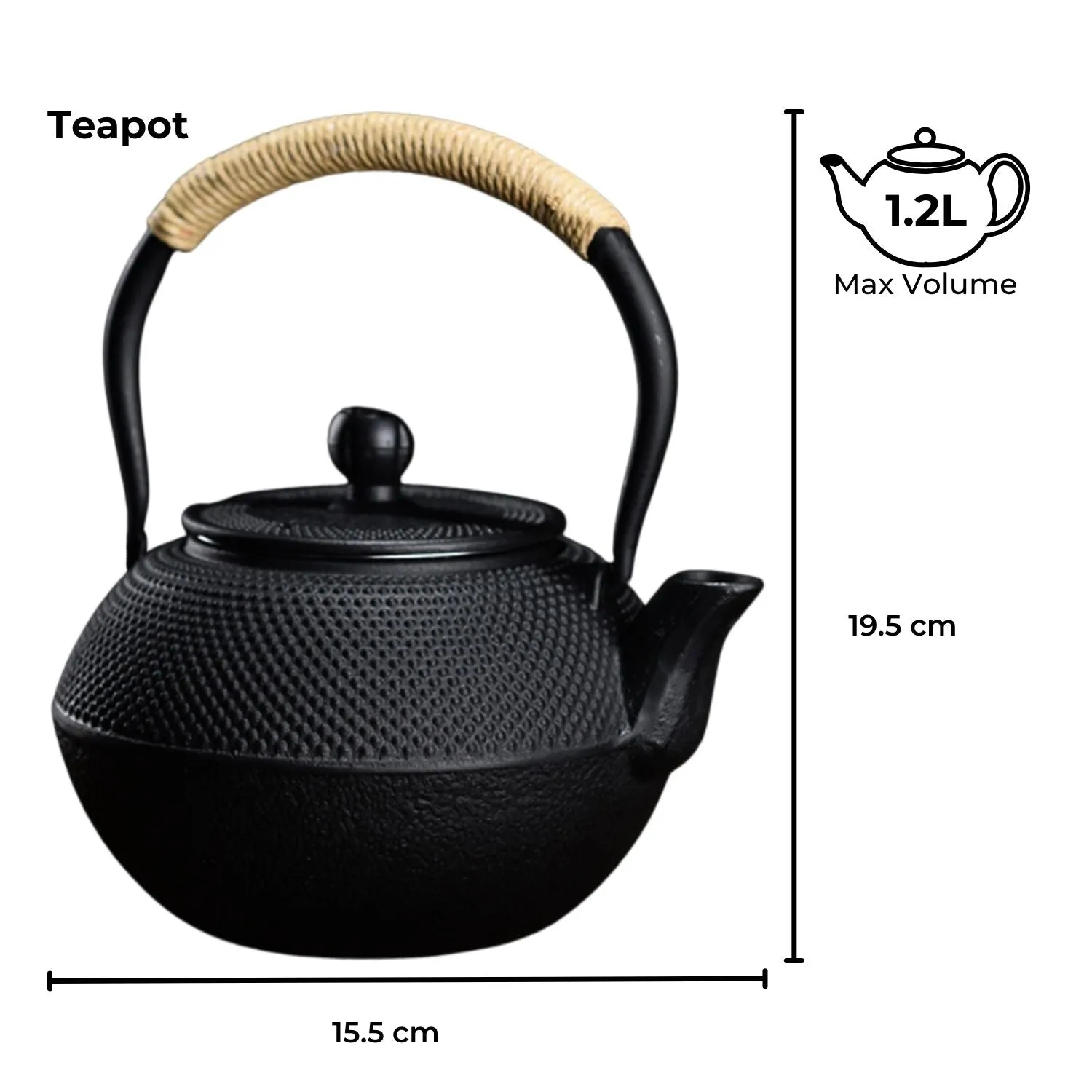 Enameled Cast Iron Teapot Set with Filter & Warmer - 1200ML GOMINIMO