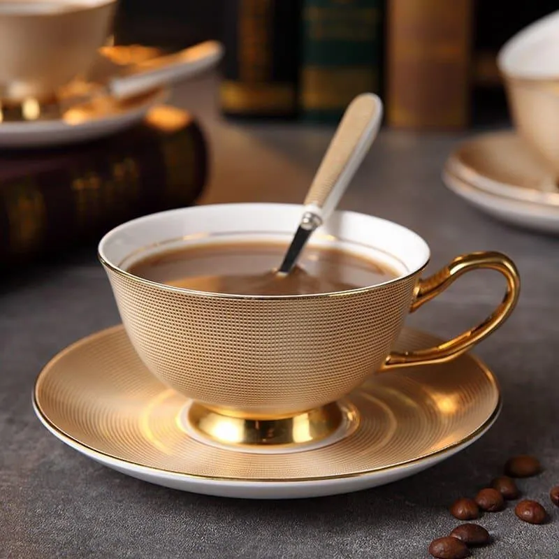 Floral Pattern Porcelain Tea Cup, Saucer and Spoon