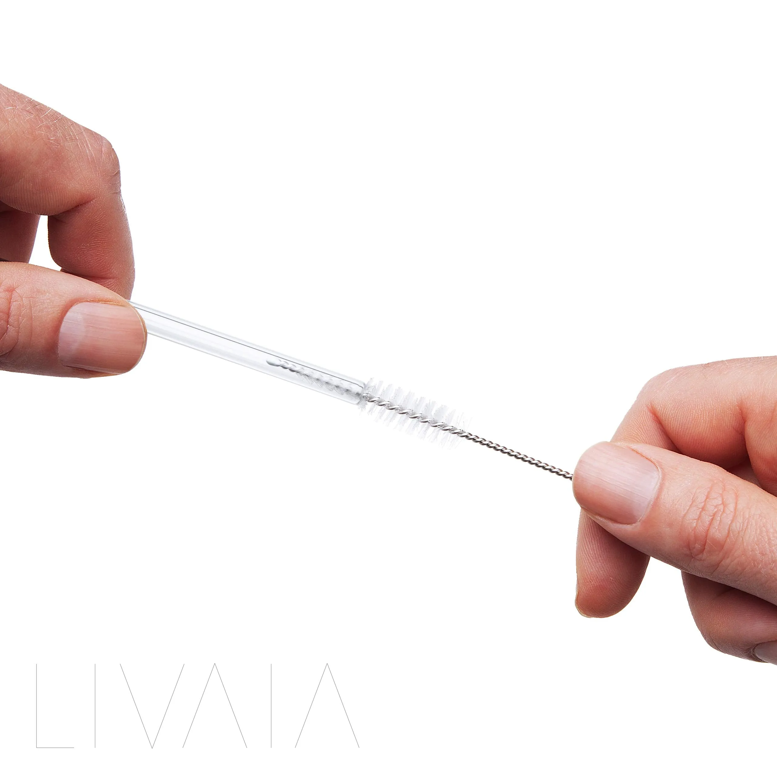 Glass Straws Drinking Reusable With Case: 8 Clear Glass Straws with Straw Brush in 2 sizes