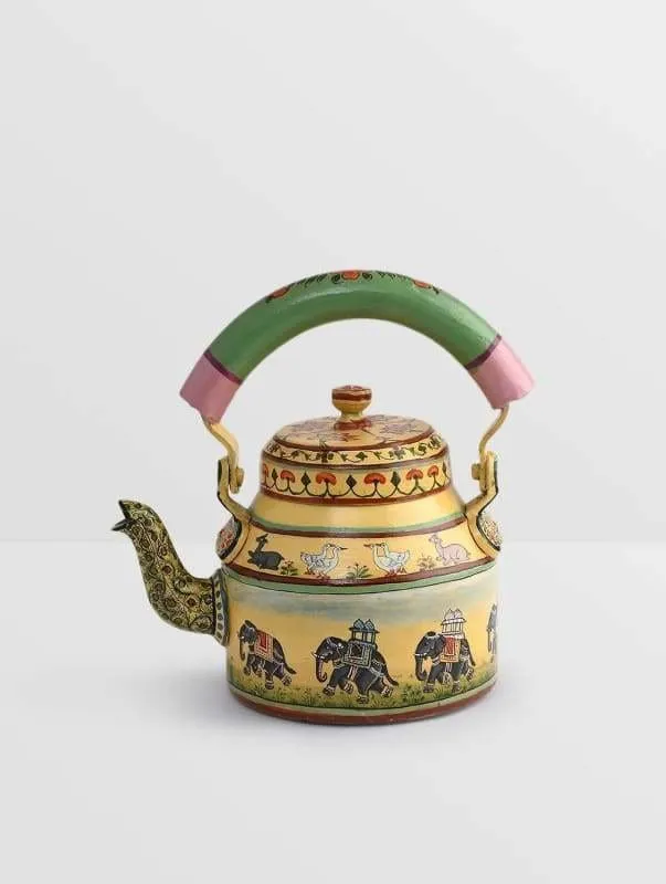 HAND PAINTED TEAPOT : WALKING ELEPHANT