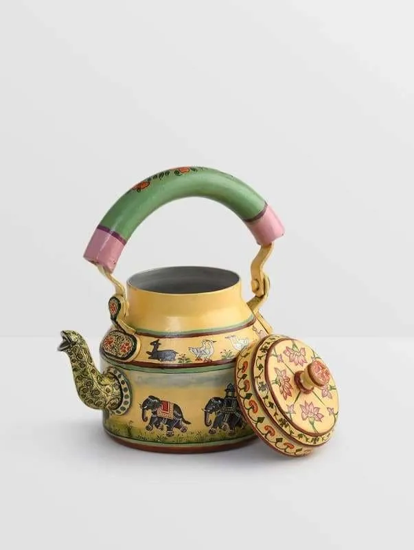 HAND PAINTED TEAPOT : WALKING ELEPHANT