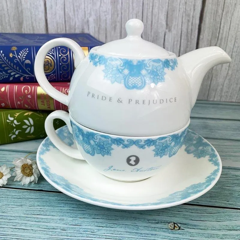 Jane Austen Bone China Tea Set For One - Pride and Prejudice Design | Exclusive Collection