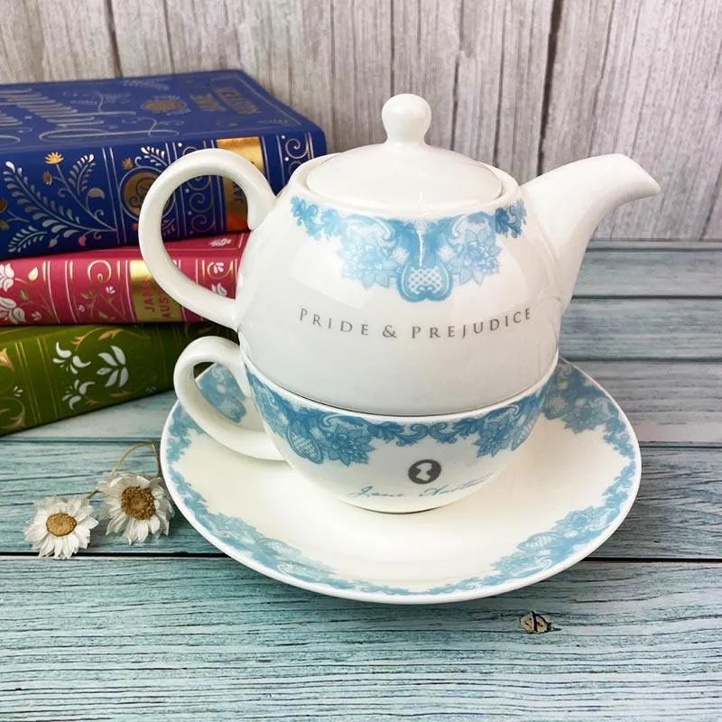 Jane Austen Bone China Tea Set For One - Pride and Prejudice Design | Exclusive Collection