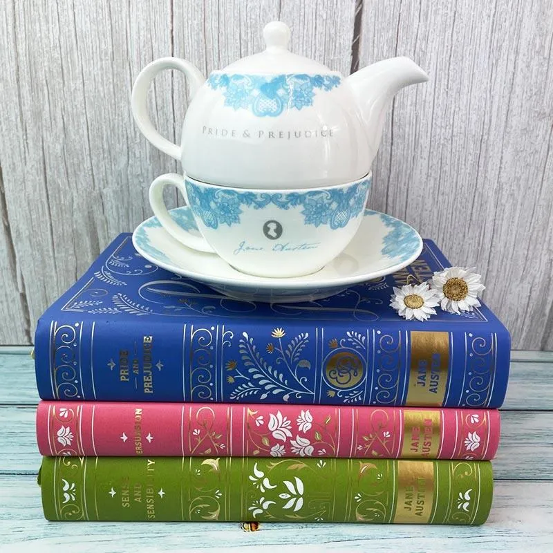 Jane Austen Bone China Tea Set For One - Pride and Prejudice Design | Exclusive Collection