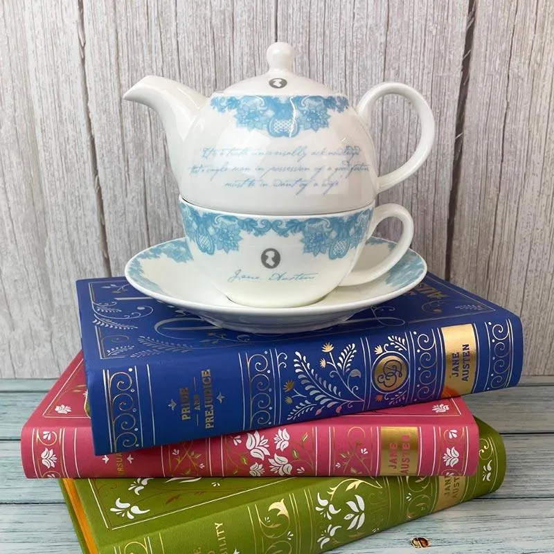 Jane Austen Bone China Tea Set For One - Pride and Prejudice Design | Exclusive Collection