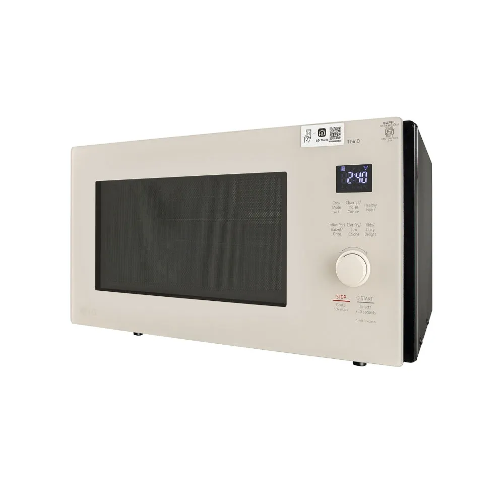 LG MJEN286UBW 28 L Charcoal Convection Microwave Oven | Wi-Fi Enabled, Diet Fry, 360 Rotisserie, 301 Auto Cook Menus, Mist Beige