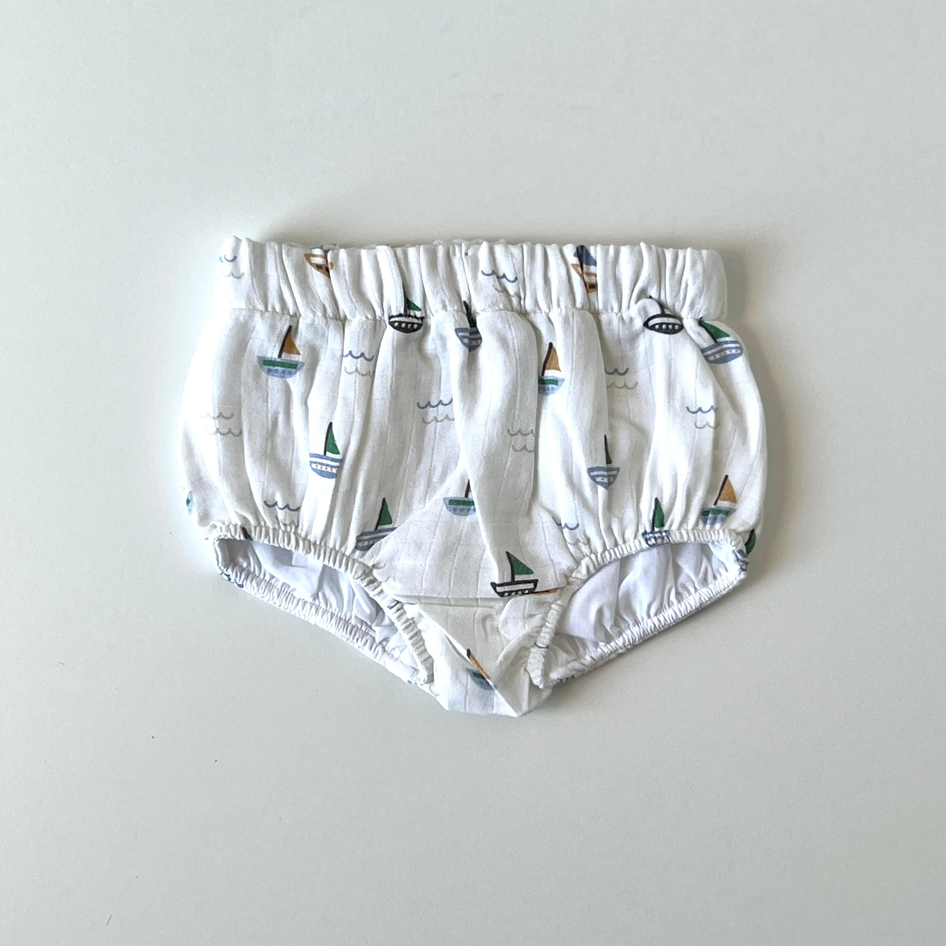 Sailboat Cap Sleeve Baby Dress Bloomer Set (Organic Muslin)