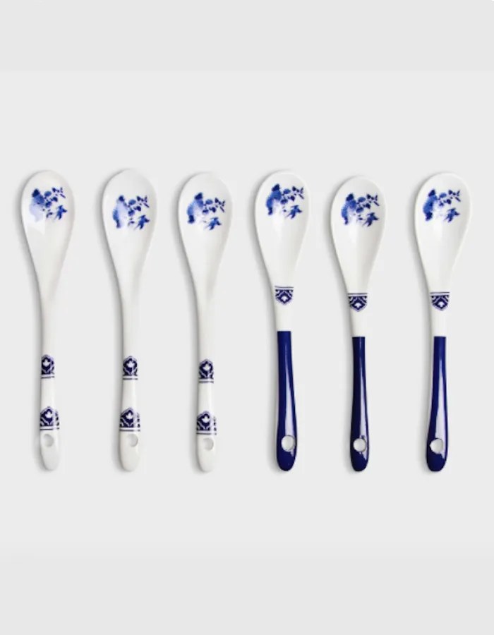 Set Of Six China Delftware Tea Spoons