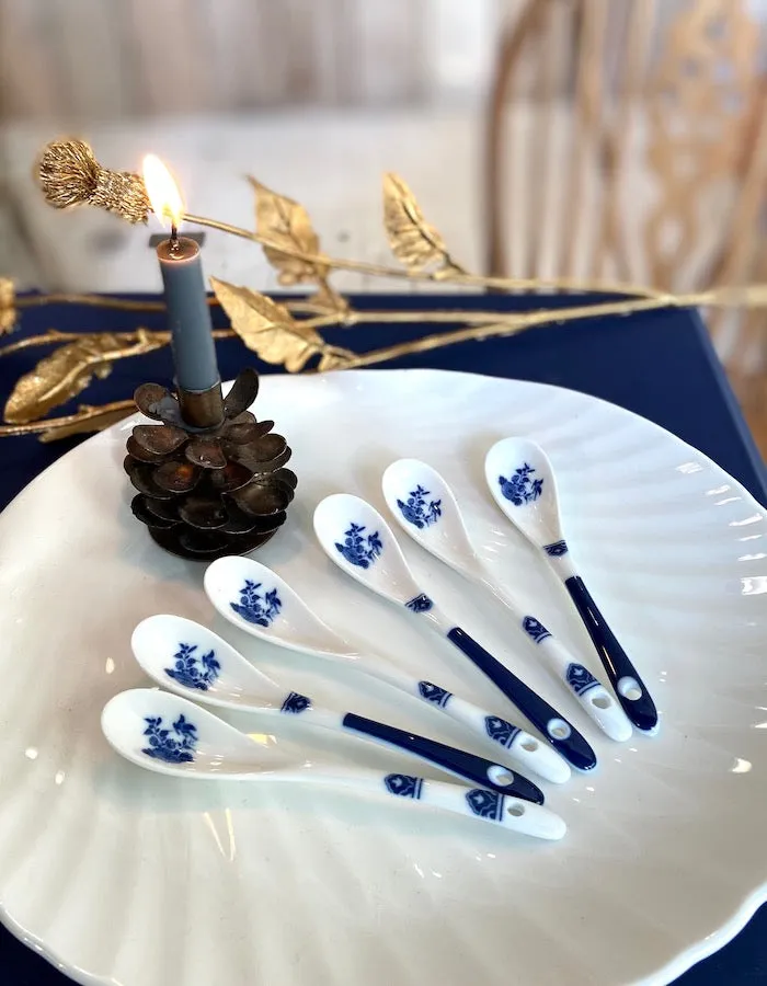 Set Of Six China Delftware Tea Spoons