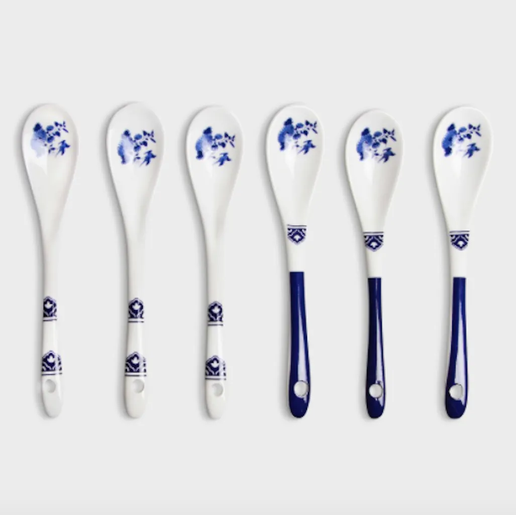 Set Of Six China Delftware Tea Spoons