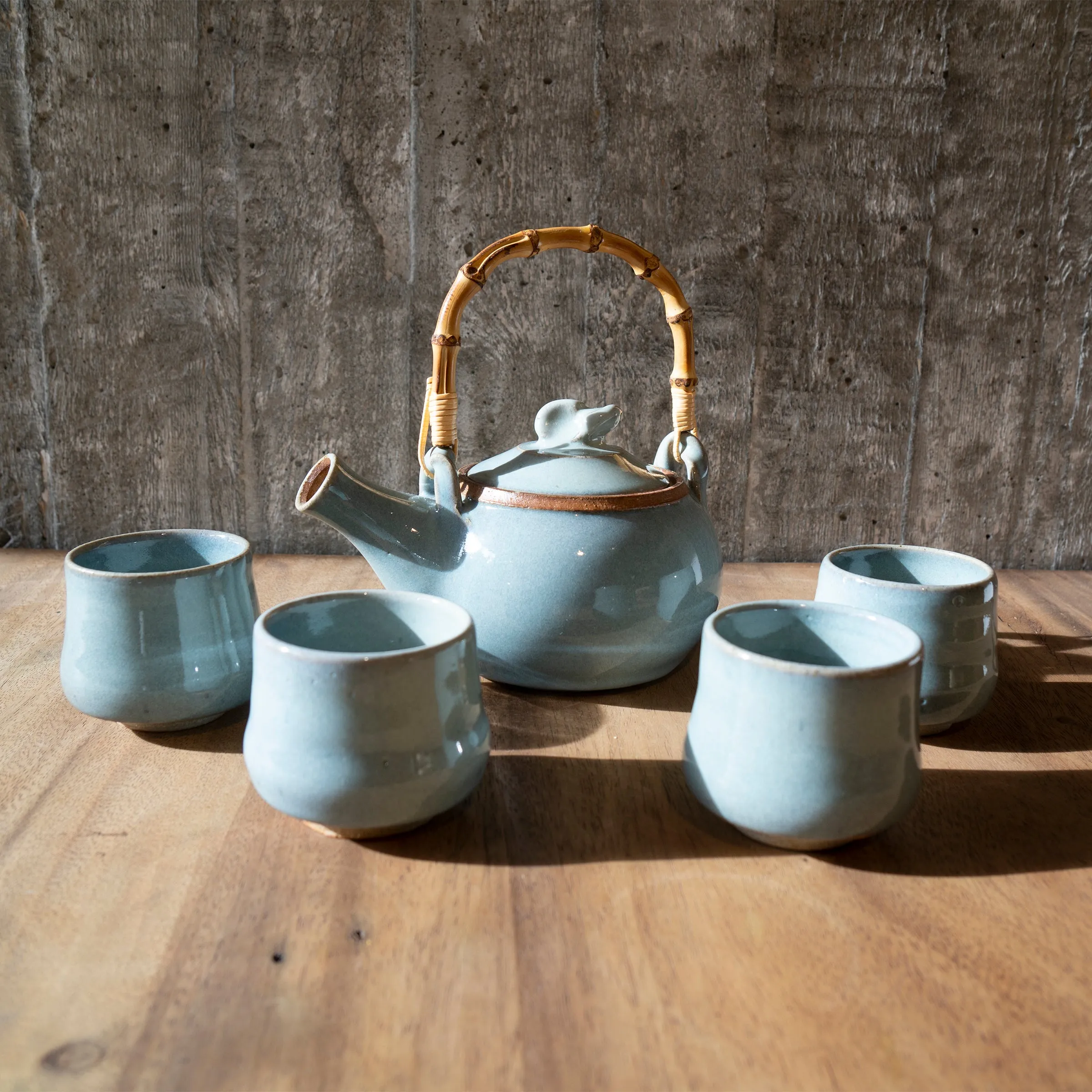 Tea pot light blue glazing