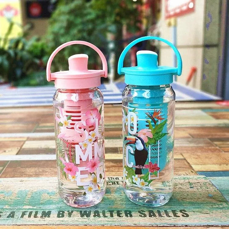 Tropical Patterned Water Bottle with Fruit Infuser