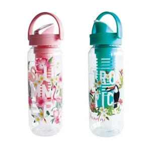 Tropical Patterned Water Bottle with Fruit Infuser