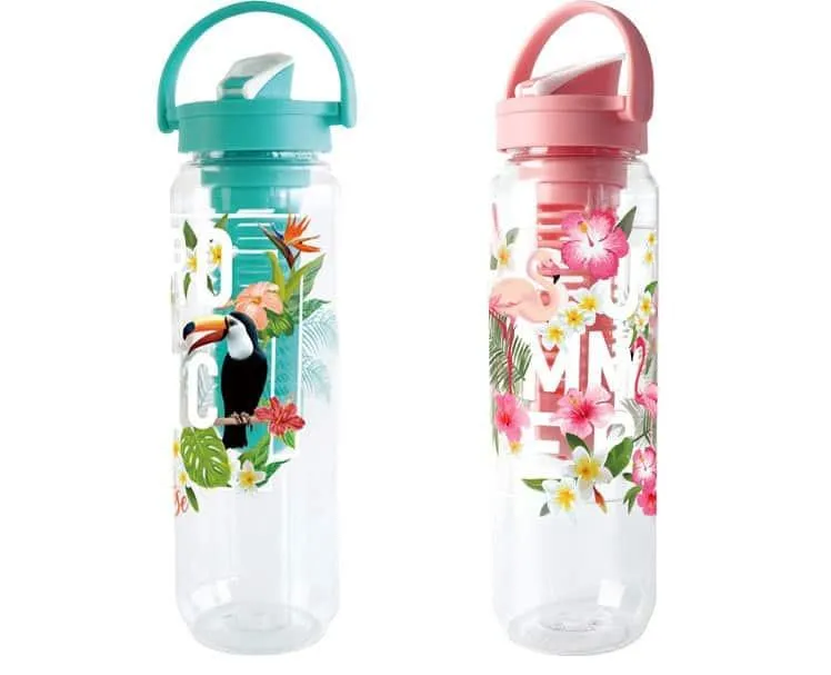 Tropical Patterned Water Bottle with Fruit Infuser