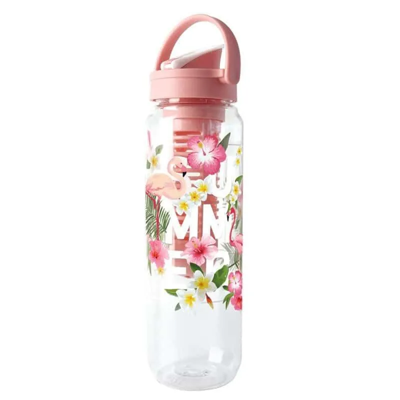 Tropical Patterned Water Bottle with Fruit Infuser