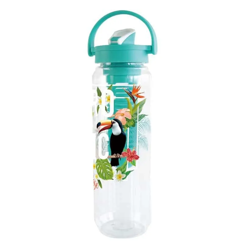 Tropical Patterned Water Bottle with Fruit Infuser