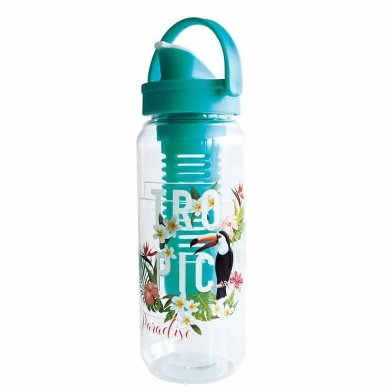 Tropical Patterned Water Bottle with Fruit Infuser