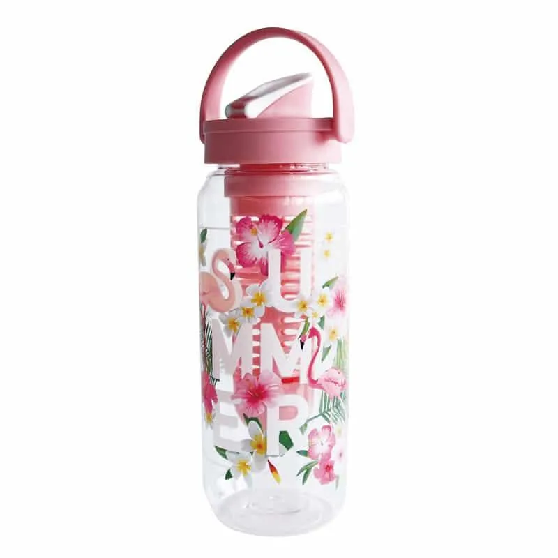 Tropical Patterned Water Bottle with Fruit Infuser