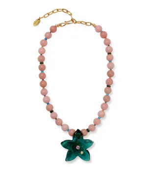 Vinca Flower Necklace in Tea Rose